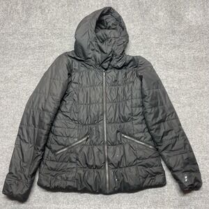 Columbia Thermal Coil Jacket Womens Small Black Hooded Puffer Full Zip